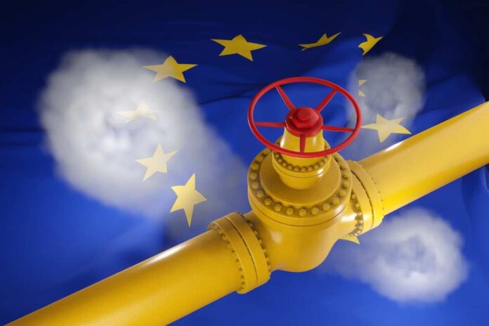 European,Natural,Gas,Pipeline,Leaking,Gas.,3d,Illustration,Of,The