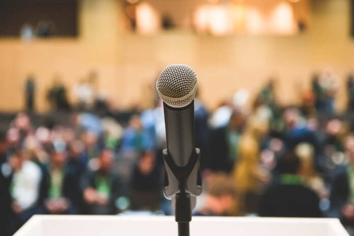 Microphone,In,The,Room,For,Press,Conference.,News,And,Information