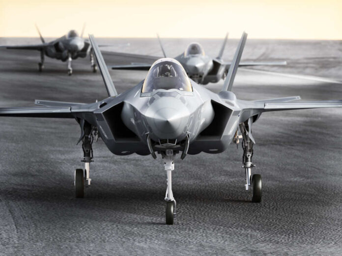 Multiple,F35,Military,Jet,Strike,Aircraft,Preparing,For,Takeoff,On