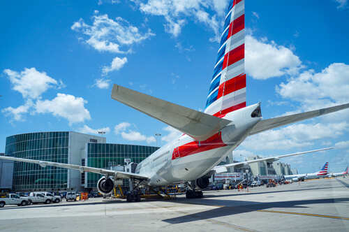 American Airlines airplane on the tarmac at an airport
