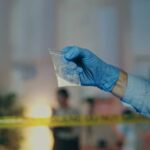 Operation Lone Star Strikes Big Meth Haul A gloved hand holding a plastic bag containing a suspicious substance at a crime scene