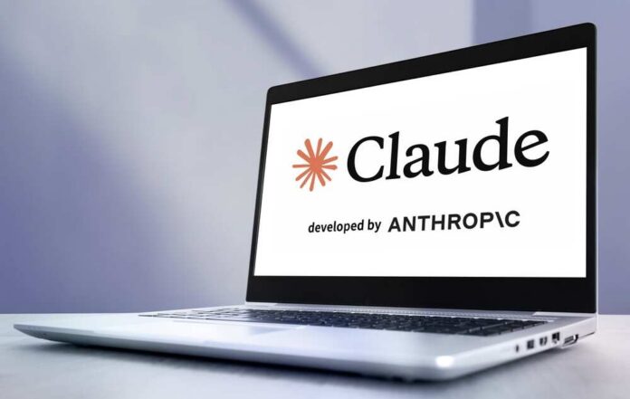 Laptop displaying the Claude logo developed by Anthropic