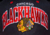 Close-up of a Chicago Blackhawks baseball cap featuring the team logo