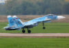 Sukhoi Su-30 jet taking off from a runway