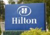 Hilton hotel sign displayed outdoors