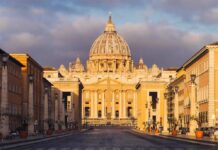 St. Peter's Basilica in Vatican City during sunset