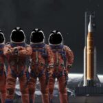 Artemis II’s Stunning Easter Broadcast Stuns Earth Four astronauts in orange suits standing in front of a rocket with the moon in the background
