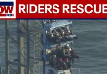 WATCH: Crews rescue riders stuck on roller coaster in Texas