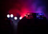 Close-up of police lights with a blurred background