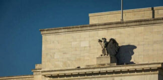 Federal Reserve building exterior with eagle sculpture