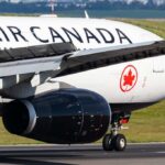 Air Canada Airbus jet close-up on runway