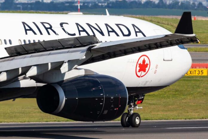 Air Canada Airbus jet close-up on runway