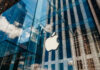 Glass Apple store facade in urban setting