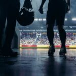 Football players standing in a tunnel before entering the stadium