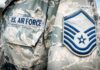 U.S. Air Force uniform with rank chevron patch
