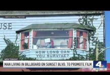 Man living in billboard on West Hollywood's Sunset Blvd. to promote Netflix film