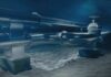 Underwater pipeline with valve on seabed