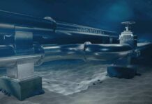 Underwater pipeline with valve on seabed