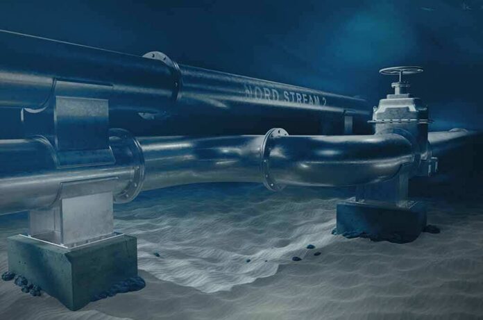 Underwater pipeline with valve on seabed