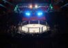 MMA octagon cage under arena lights