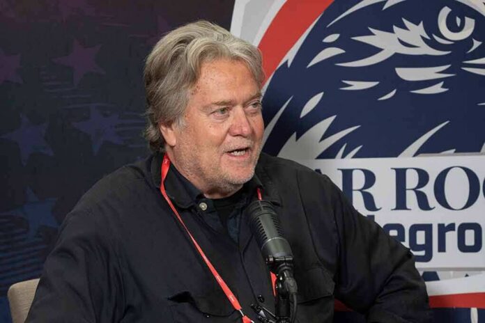 man speaking into a microphone at an event booth