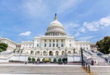 United States Capitol building with dome and steps