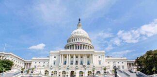 United States Capitol building with dome and steps