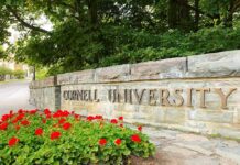 A Viral Parenting Moment Is Raising Bigger Questions Cornell University stone entrance sign with red flowers