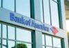 Bank of America branch exterior with logo on glass building